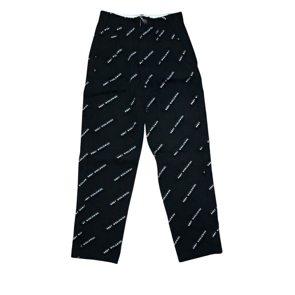 Obey Worldwide All-Over Print Black Pants Men's Size 26 Streetwear Skater Style